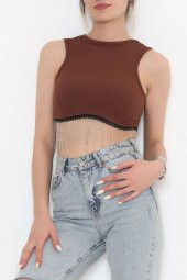 Zincir Detaylı Crop Bady Kahve - 11550.1567. - 3