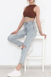 Zincir Detaylı Crop Bady Kahve - 11550.1567. - 5