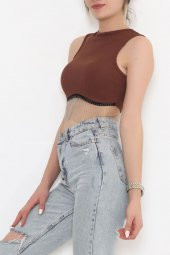 Zincir Detaylı Crop Bady Kahve - 11550.1567. - 6