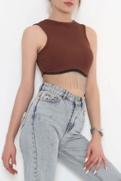 Zincir Detaylı Crop Bady Kahve - 11550.1567. - 8