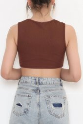 Zincir Detaylı Crop Bady Kahve - 11550.1567. - 10