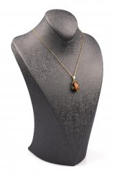 Kaplan Gözü Doğal Taş Gold Renkli Kolye thumbnail 2