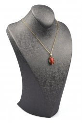 Red Jasper Doğal Taş Gold Renkli Kolye thumbnail 2