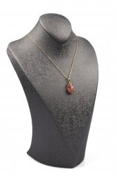 Çilek Kuvars Doğal Taş Gold Renkli Kolye thumbnail 2