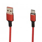 WEKO WK-22024 USB TO TYPE-C ÖRGÜLÜ KIRMIZI 1 MT ŞARJ KABLOSU (NO:14) - 1