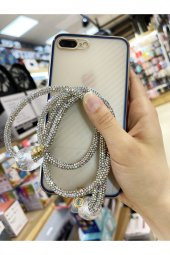 Ipli Swarovski Taşlı Telefon Boyun Askısı Renkli Gümüş - 1
