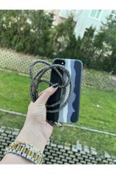 Swarovski Taşlı Antrasit Telefon Boyun Askısı - 1