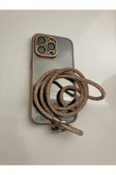 Swarovski Taşlı Bronz Telefon Boyun Askısı - 3