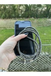 Swarovski Taşlı Antrasit Telefon Boyun Askısı - 2