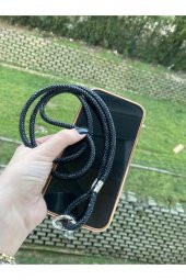 Swarovski Taşlı Siyah Boyun Telefon Askısı - 1