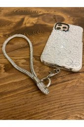 Caseworldtr Swarovski Taşlı Janjanlı Gümüş Telefon Bilek Askısı - 2