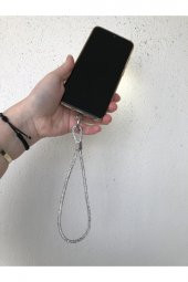 Taşlı Bilek Boy Telefon Askısı Beyaz Kristal Taşlı - 2