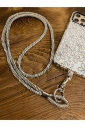 Caseworldtr Swarovski Taşlı Janjanlı Gümüş Telefon Boyun Askısı - 2