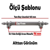 Polavit 96 Mm (SERT PLASTİK) Gri Mobilya Çekmece Mutfak Dolap Dolabı Kulpu Kulbu Kulpları (5 ADET) - 3