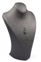 Yeşil Akik Doğal Taş Gold Renkli Kolye thumbnail 2