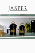 Jasper JPR-801 Yıldıray Metal 2Li Saklama Kutusu Dekoratif Siyah Çay ve Şeker Kutusu - 1