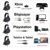 Coofbe RGB Işıklı 3 Katmanlı Hoparlör Gürültü Engelleyici 3.5MM Profesyonel Oyuncu Kafaüstü Kulaklık - 3