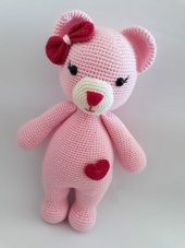 Pembe Sevimli Ayıcık Amigurumi Organik Oyuncak - 2