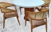 Masa Anıt ST 90185  Modern Hasır Sandalye Takım Model MDF Tabla Beyaz El yapım - 1