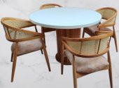 Masa Anıt ST 90185  Modern Hasır Sandalye Takım Model MDF Tabla Beyaz El yapım - 5