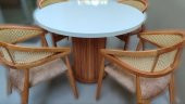 Masa 90184 MODERN Anıt 110 Hasır Sandalye TK Model MDF Tabla Beyaz Renk El yapı - 6