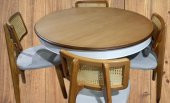 Masa Sandalye 90181 Takım Ihlamur Baba Ayak MDF Tabla 110cm Beyaz Ceviz El yapım - 6