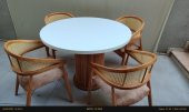 Masa 90183 MODERN Anıt 120cm Hasır Sandalye Tk Model MDF Tabla Beyaz Renk El yapı - 10