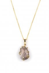 Akik Doğal Taş Gold Renkli Kolye thumbnail 1