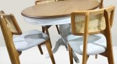 Masa 90182 Sandaly Tk 90182 Ihlamur Baba Ayak MDF Tabla 120 Beyaz Ceviz El yapım - 1