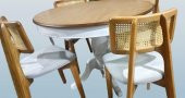 Masa 90182 Sandaly Tk 90182 Ihlamur Baba Ayak MDF Tabla 120 Beyaz Ceviz El yapım - 3