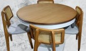 Masa 90182 Sandaly Tk 90182 Ihlamur Baba Ayak MDF Tabla 120 Beyaz Ceviz El yapım - 4