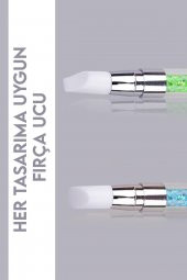 Tırnak Süsleme Nail Art 5li Fırça Seti Renkli Taşlı - 7