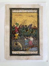 Avlanan İnsanlar Temalı El Yapımı Minyatür Resim 28x17,5 cm - 2