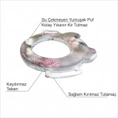 Kedili Su Kir Çekmez Tutmaz Yumuşak Puflu Çocuk Bebek Tuvalet Wc Klozet Kapağı Kapak Oturağı Oturak - 3