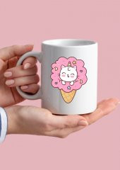 Dondurma Kedi Temalı Sevimli Özel Tasarım Baskılı Kupa Bardak Hediye Bardak thumbnail 1