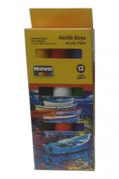 Akrilik Boya 12 Renk 17 ml 1 Paket Akrilik Boya Seti 12 li Ahşap Tuval Taş Ağaç Boyamalar İçin İdea Boyama Seti - 3
