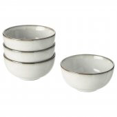 4 Lü Kase Seti Gri Renk 14 cm MeridyenDukkan Stoneware, Renkli Sır - 1