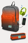 Coral High Kids Gri Turuncu Renk Geçişli USB'li 2'li Okul Çanta Seti - Erkek Çocuk thumbnail 1