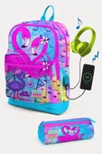 Coral High Kids Mavi Pembe Flamingo Desenli USB'li 2'li Okul Çanta Seti - Kız Çocuk thumbnail 1