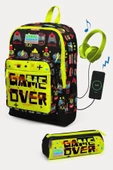 Coral High Kids Siyah Neon Sarı Game Over Desenli USB'li 2'li Okul Çanta Seti - Erkek Çocuk thumbnail 1