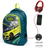 Coral High Erkek Çocuk Okul Çantası ve Beslenme Çantası Seti - Nefti Sarı Araba thumbnail 2
