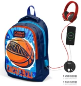 Coral High Erkek Çocuk Okul Çantası ve Beslenme Çantası Seti - Mavi Kırmızı Basketbol thumbnail 2