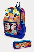 Coral High Kids Lacivert Saks Aslan Desenli 2'li Okul Çanta Seti - Erkek Çocuk thumbnail 1