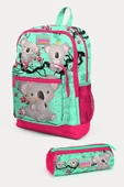 Coral High Su Yeşili Neon Koala Desenli 2'li Okul Çanta Seti - Kız Çocuk - 1