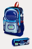 Coral High Kids Saks Mavi Astronot Desenli 2'li Okul Çanta Seti - Erkek Çocuk thumbnail 1