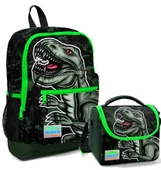 Coral High Erkek Çocuk İlkokul Okul Sırt Çantası ve Beslenme Seti - Siyah Yeşil Dinazor thumbnail 1
