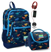 Coral High Okul Çantası ve Beslenme Çantası Seti - Erkek Çocuk Lacivert Dinazor - USB Soketli thumbnail 1