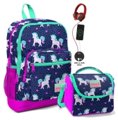 Coral High İlkokul Çanta Seti - USB ve AUX Çıkışlı Kız Çocuk Pembe Mavi Unicorn thumbnail 1