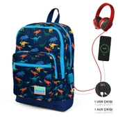 Coral High Okul Çantası ve Beslenme Çantası Seti - Erkek Çocuk Lacivert Dinazor - USB Soketli thumbnail 2
