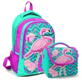 Coral High Okul Sırt Çantası ve Beslenme Çantası Kız Çocuk Yeşil Flamingo thumbnail 1